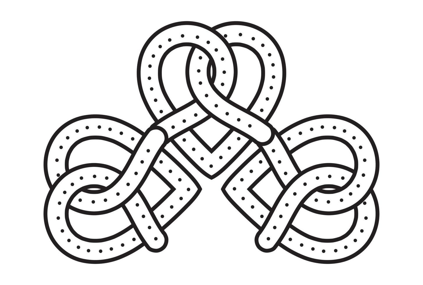 Line art icon three soft pretzel bread with sprinkles salt for apps or websites vector