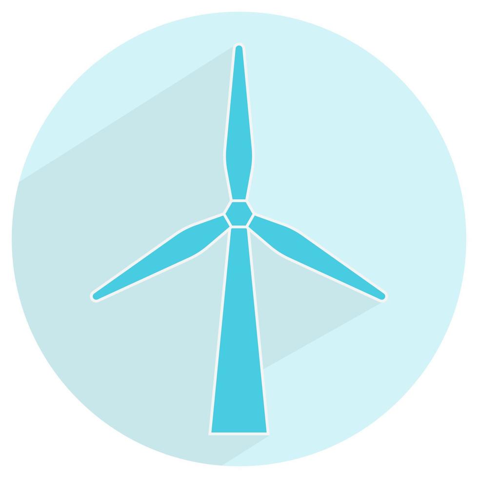 Flat icon a wind turbine on a round background for apps or websites vector