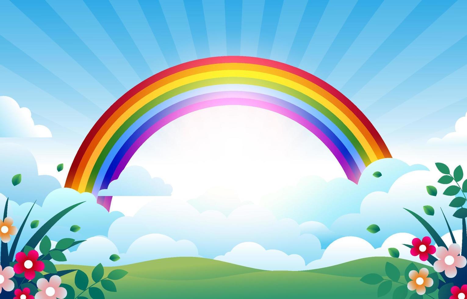 Beautiful Nature Rainbow Background vector