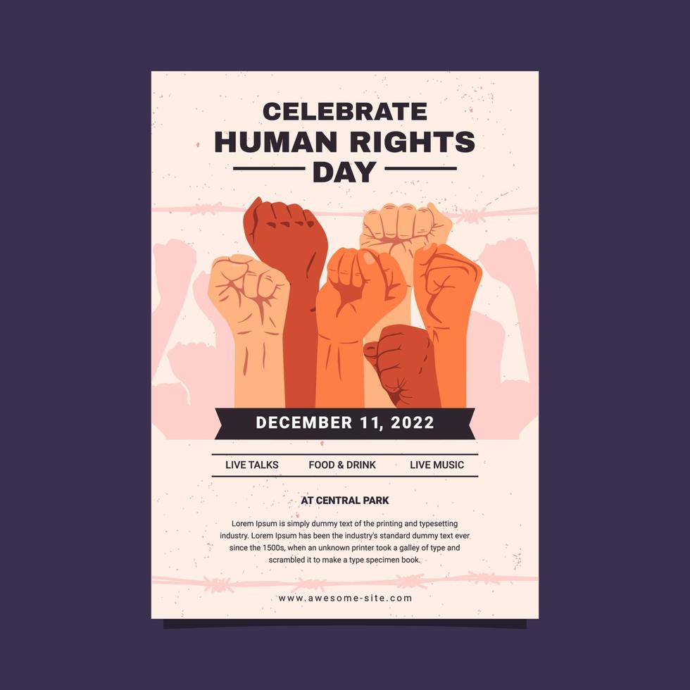 plantilla de póster del día internacional de los derechos humanos vector