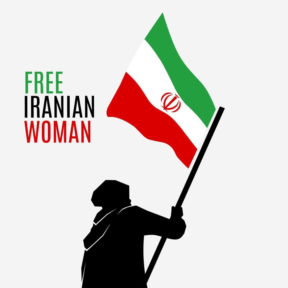 illustration vector of woman with iran flag,perfect for print,etc.