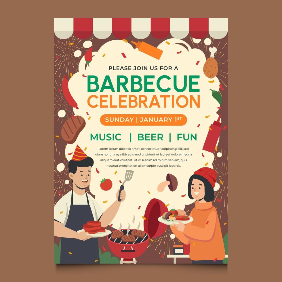 Barbecue Party Invitation Poster vector