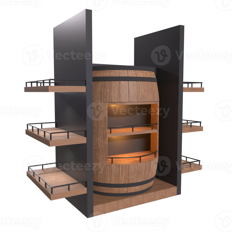 3d renderen van whisky vat staan png