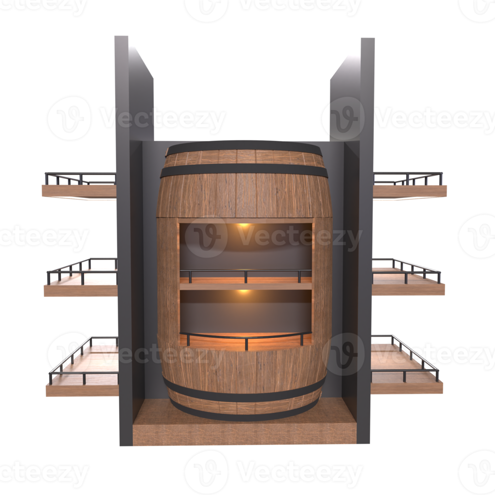 Representación 3d del soporte del barril de whisky png