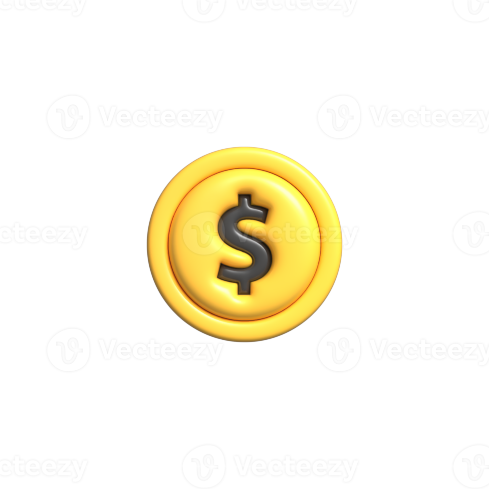 3d dolar coin icon render. Isolated icon. png