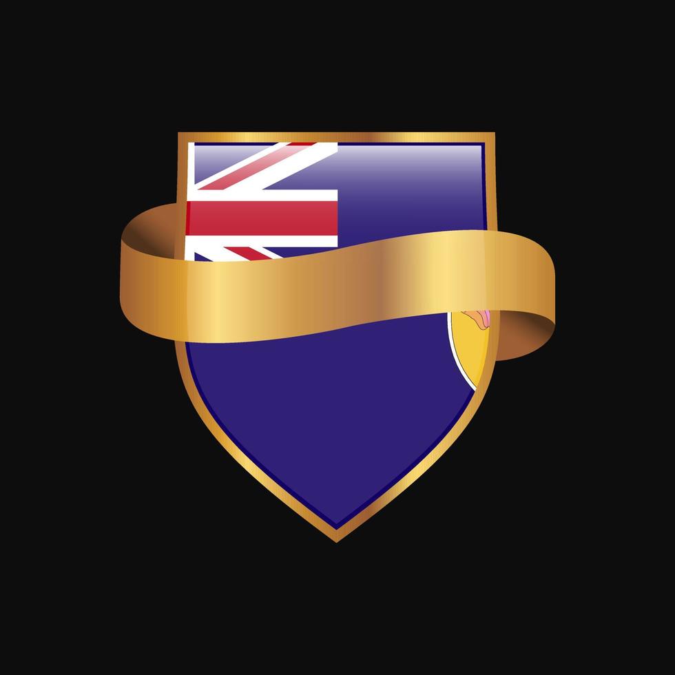 Turks and Caicos Islands flag Golden badge design vector