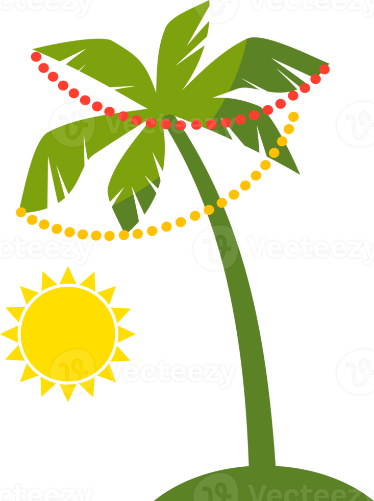 Decorated palm tree. Illustration png