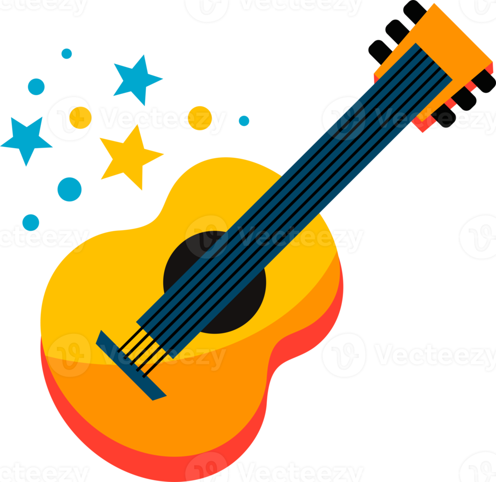 Bright guitar. Illustration png