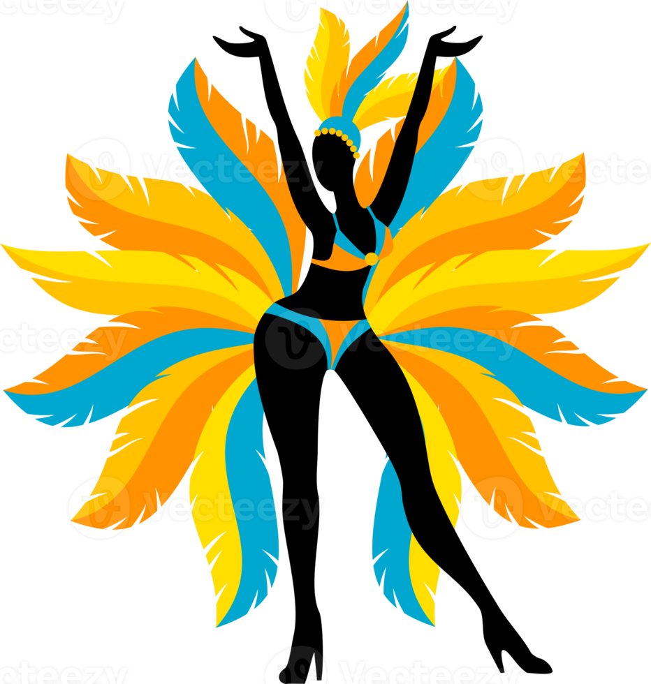 Woman in brazilian carnival outfit. Illustration png