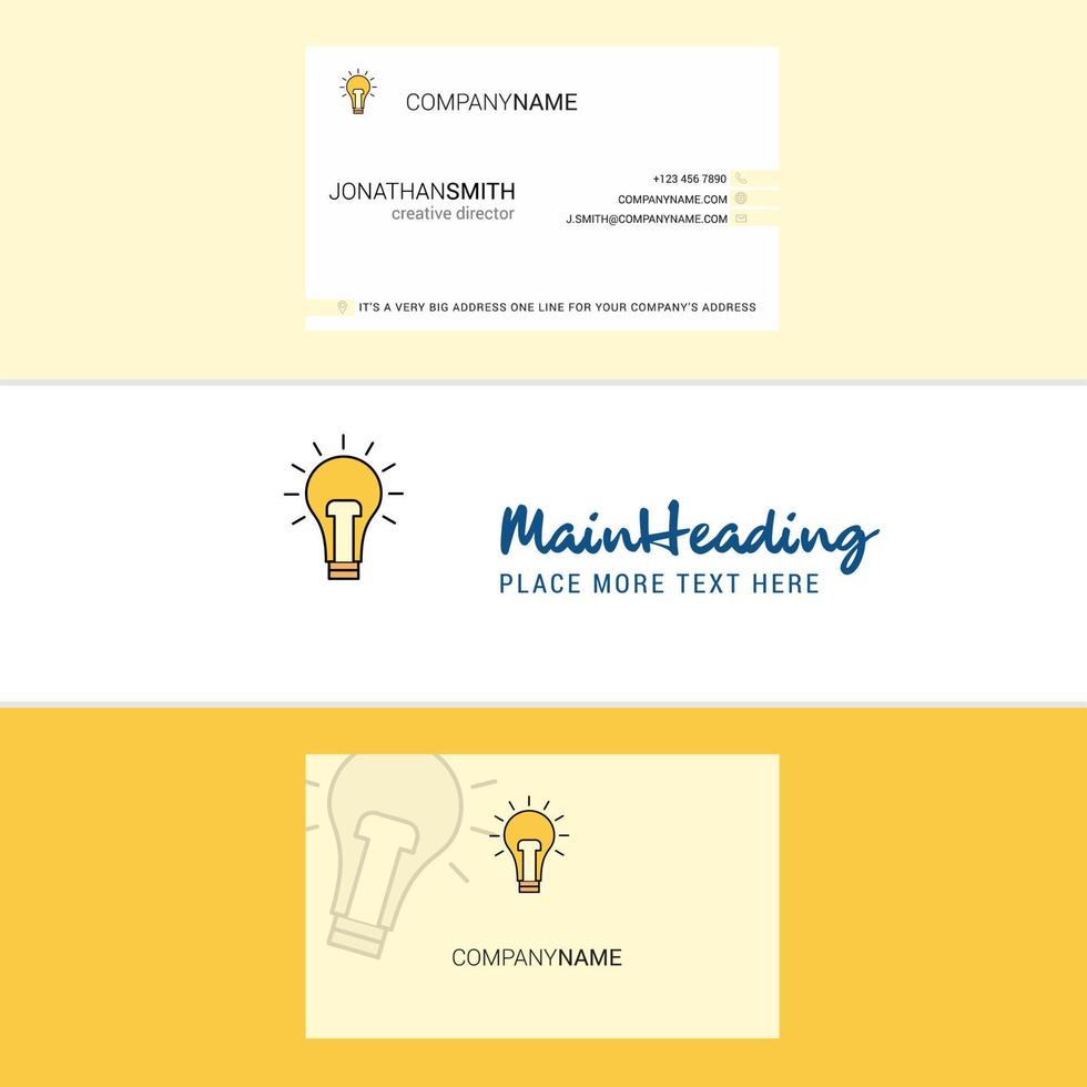 Beautiful Bulb Logo and business card vertical Design Vector
