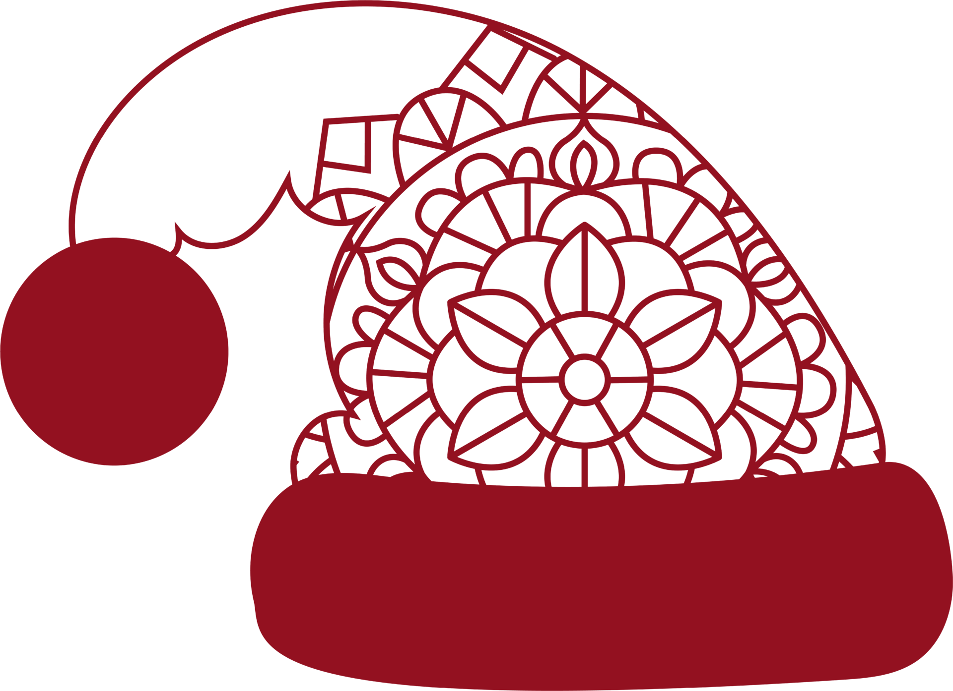 Red hat with a Christmas pattern Santa Claus. 14386282 PNG