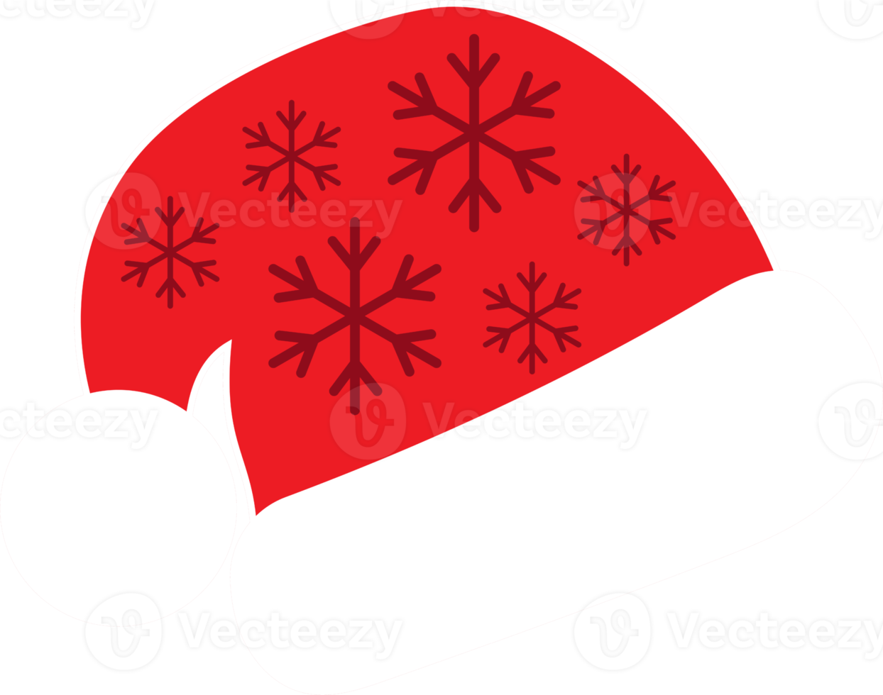 Red Christmas hat with snowflakes. png
