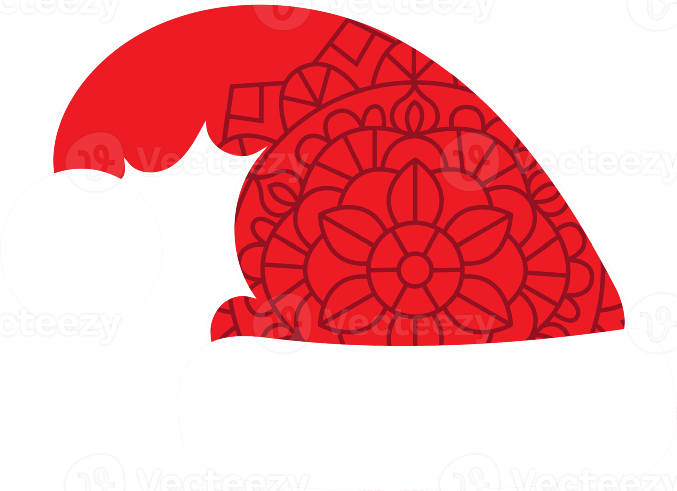Red hat with a Christmas pattern Santa Claus. png