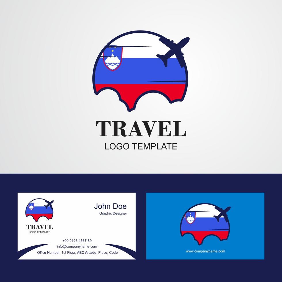 Travel Slovenia Flag Logo and Visiting Card Design vector