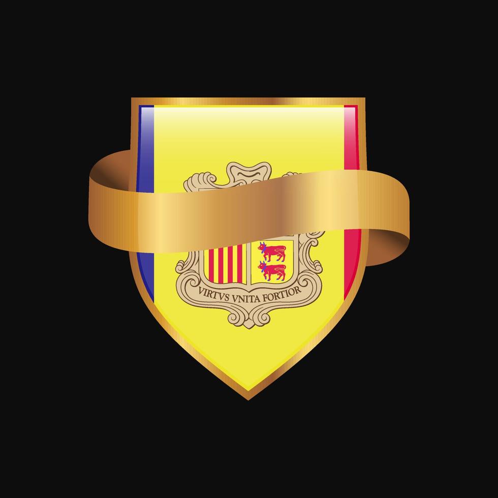 Andorra flag Golden badge design vector