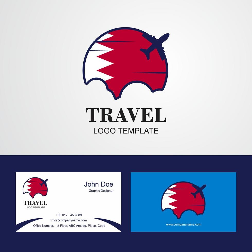 logotipo de la bandera de bahrein de viaje y diseño de tarjeta de visita vector