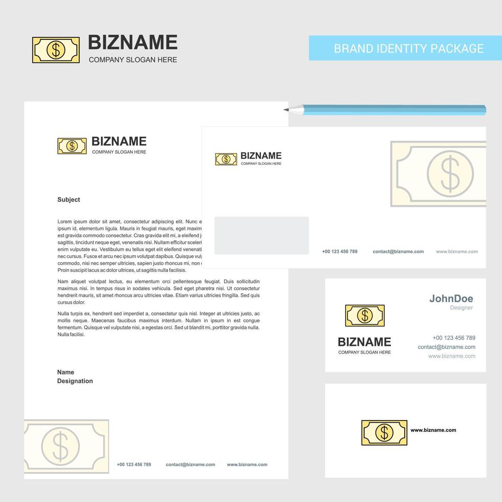 Dollar Business Letterhead Envelope and visiting Card Design vector template