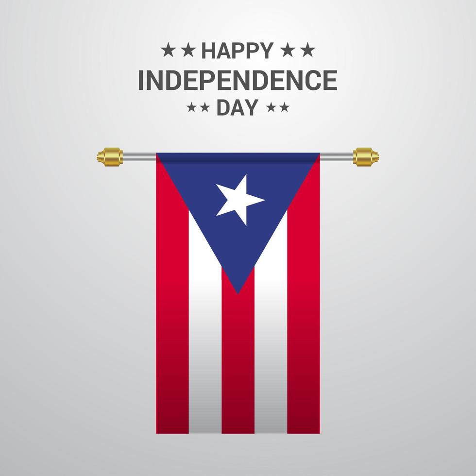 fondo de bandera colgante del día de la independencia de puerto rico vector