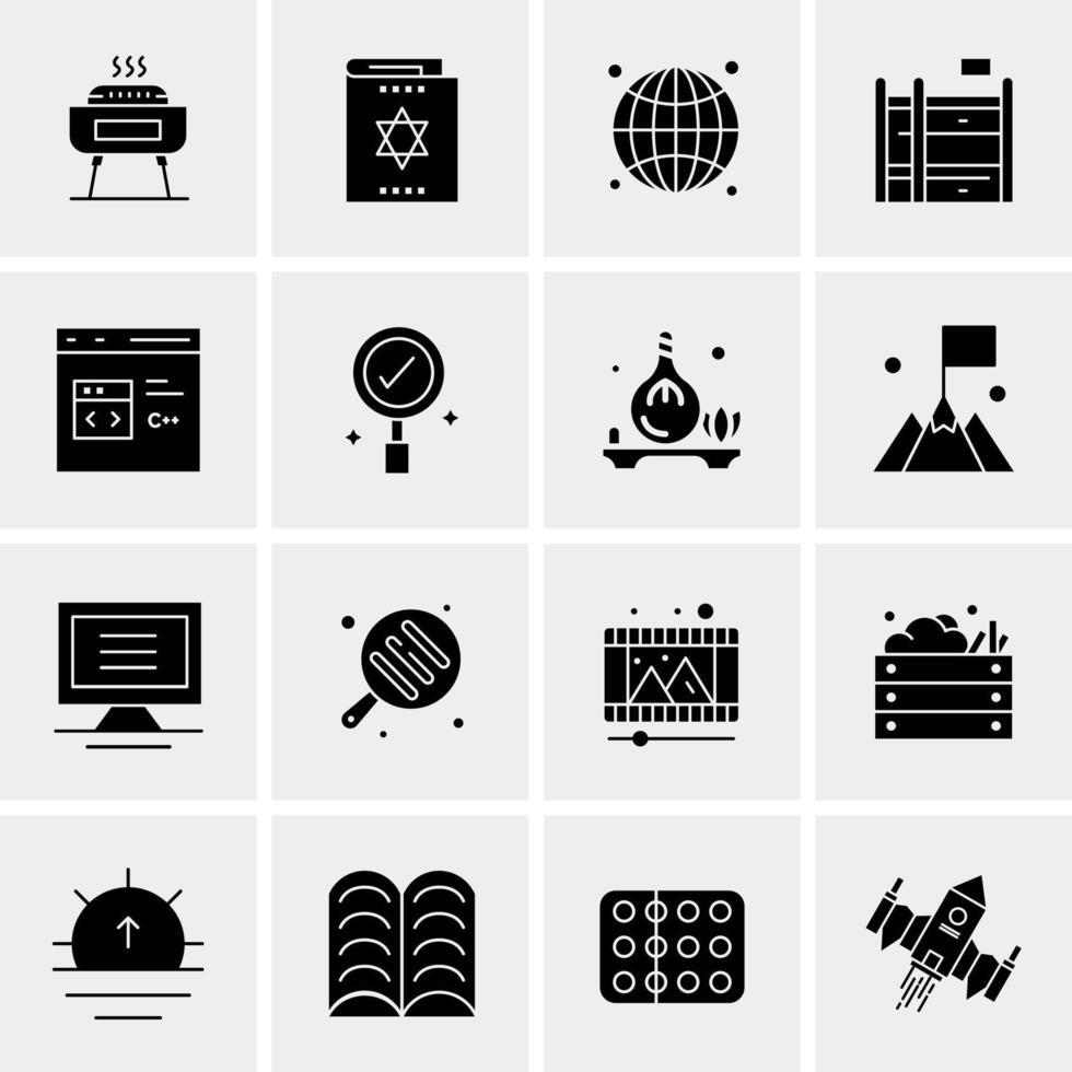 16 iconos de negocios universales vector ilustración de icono creativo para usar en proyectos relacionados con la web y dispositivos móviles