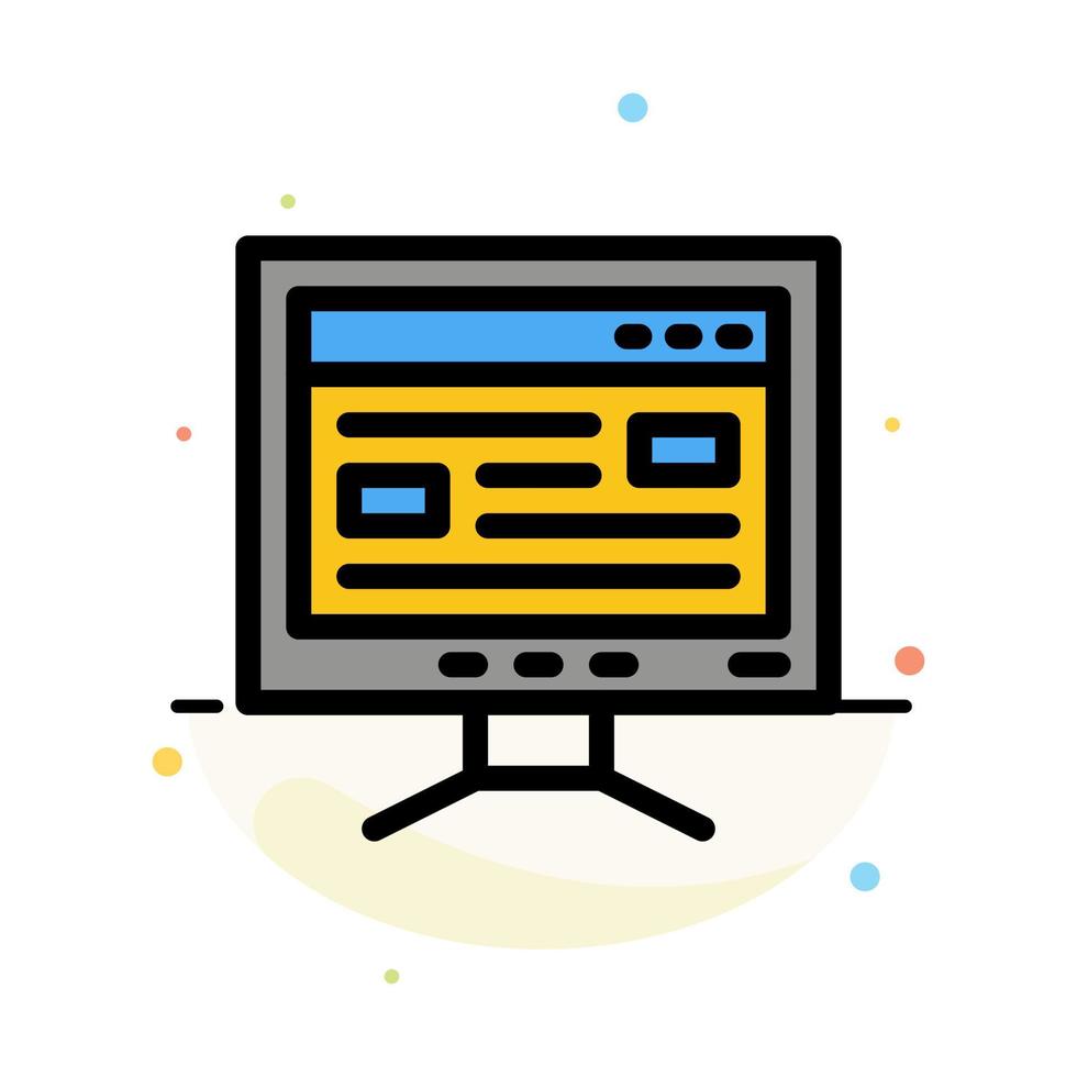 Computer Online Study Education Abstract Flat Color Icon Template vector