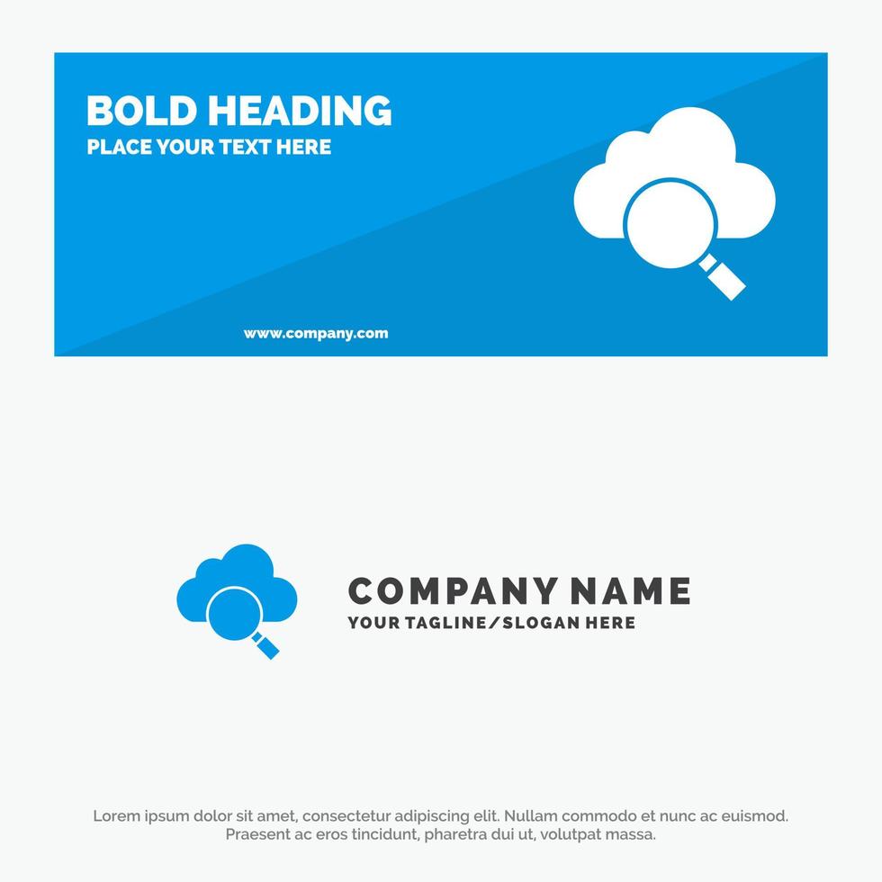 Cloud Search Research SOlid Icon Website Banner and Business Logo Template vector