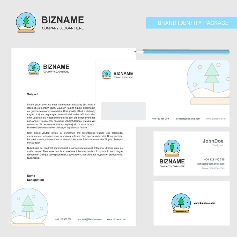Christmas globe Business Letterhead Envelope and visiting Card Design vector template