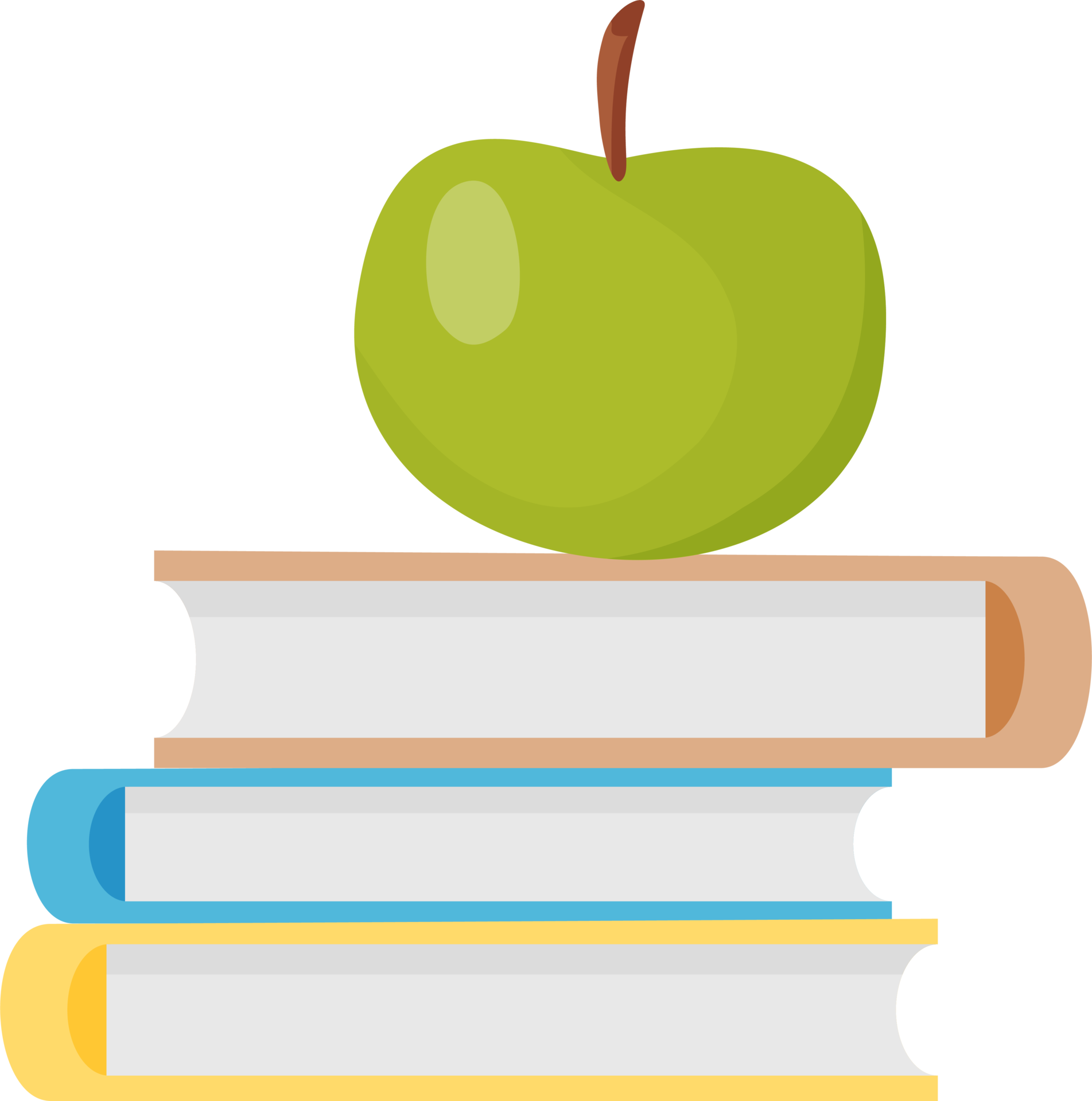 Free Stack of books and green apple 14386625 PNG with Transparent