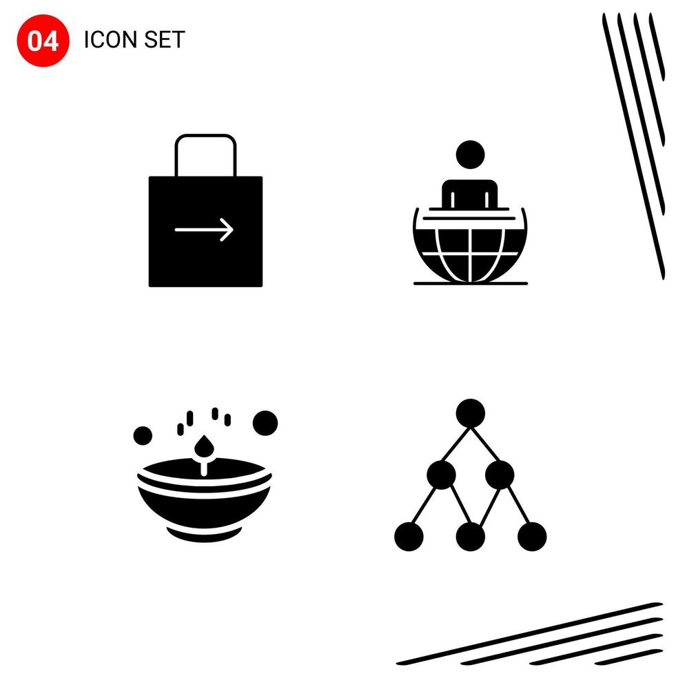 colección de 4 iconos vectoriales en estilo sólido símbolos de glifo perfecto de píxeles para web y signos de iconos sólidos móviles sobre fondo blanco 4 iconos fondo de vector de icono negro creativo