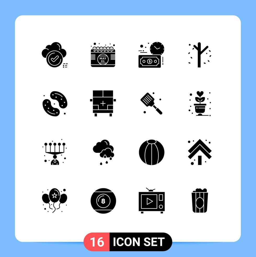 Modern Set of 16 Solid Glyphs and symbols such as candy season time garden autumn Editable Vector Design Elements