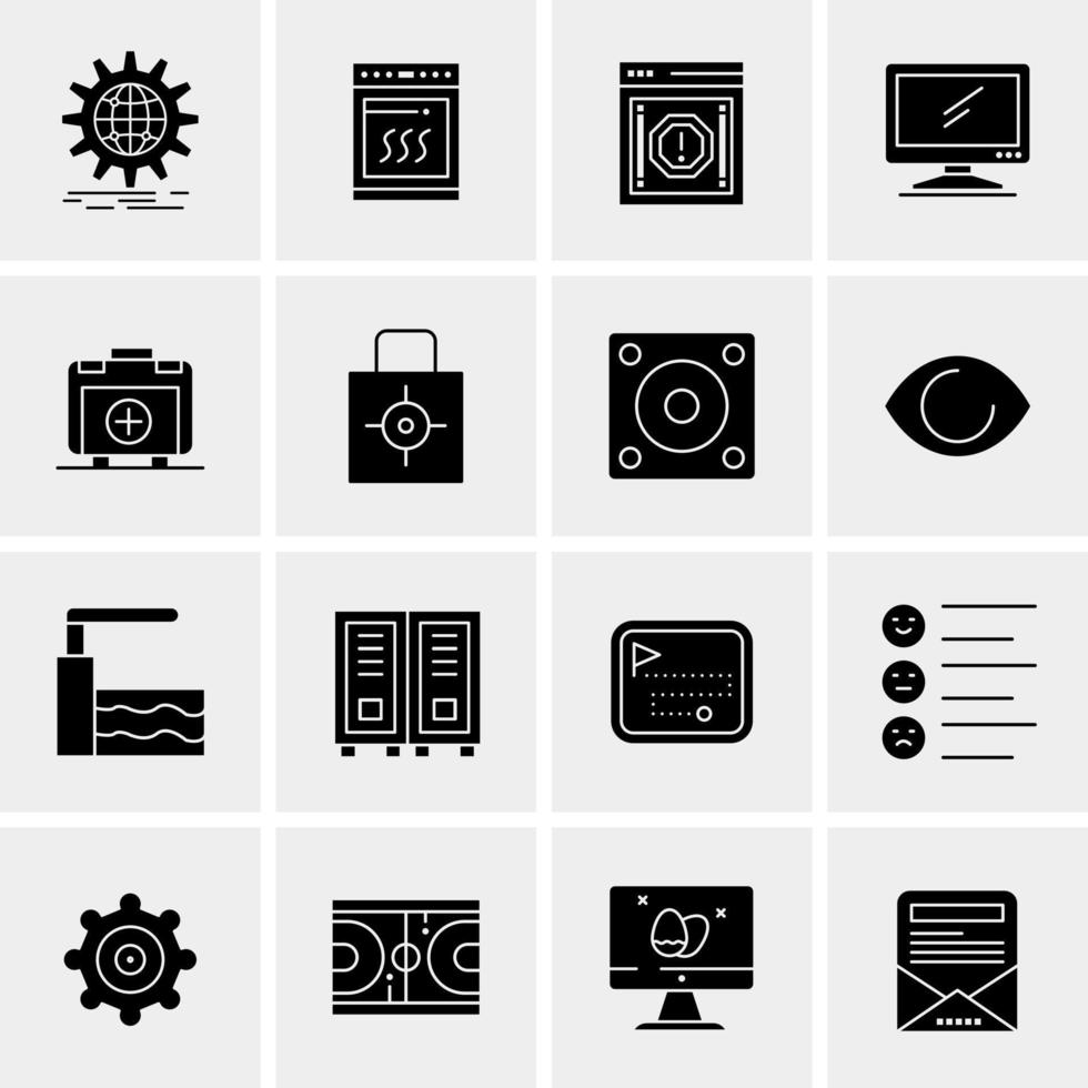 16 iconos de negocios universales vector ilustración de icono creativo para usar en proyectos relacionados con la web y dispositivos móviles