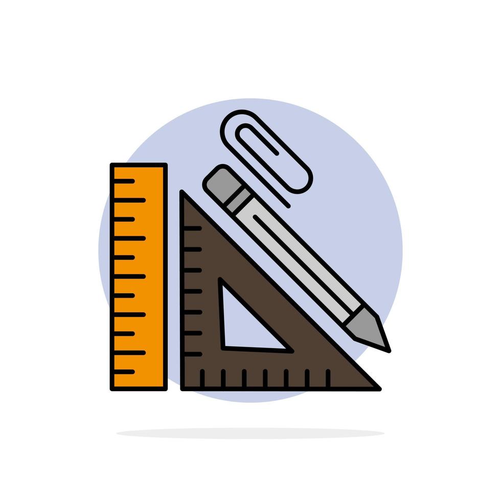 Scale Construction Pencil Repair Ruler Clip Abstract Circle Background Flat color Icon vector