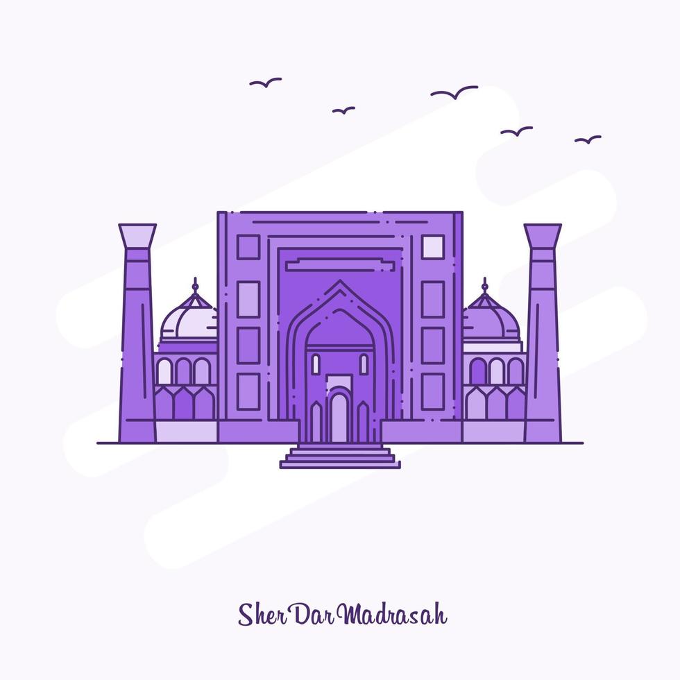 sher dar madrasah hito púrpura línea punteada horizonte vector ilustración