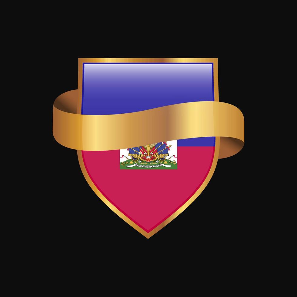 Haiti flag Golden badge design vector