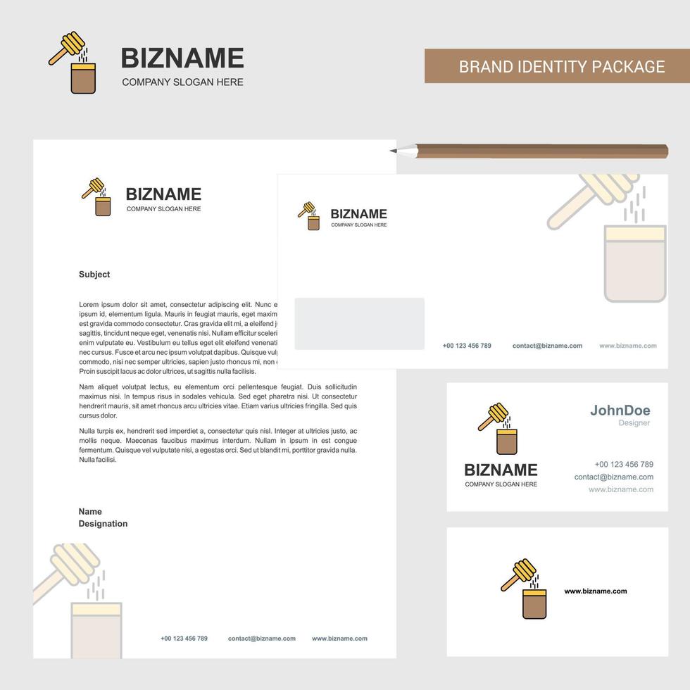 Honey Business Letterhead Envelope and visiting Card Design vector template