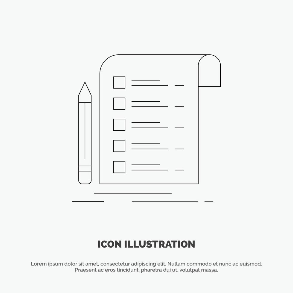 File Report Invoice Card Checklist Line Icon Vector