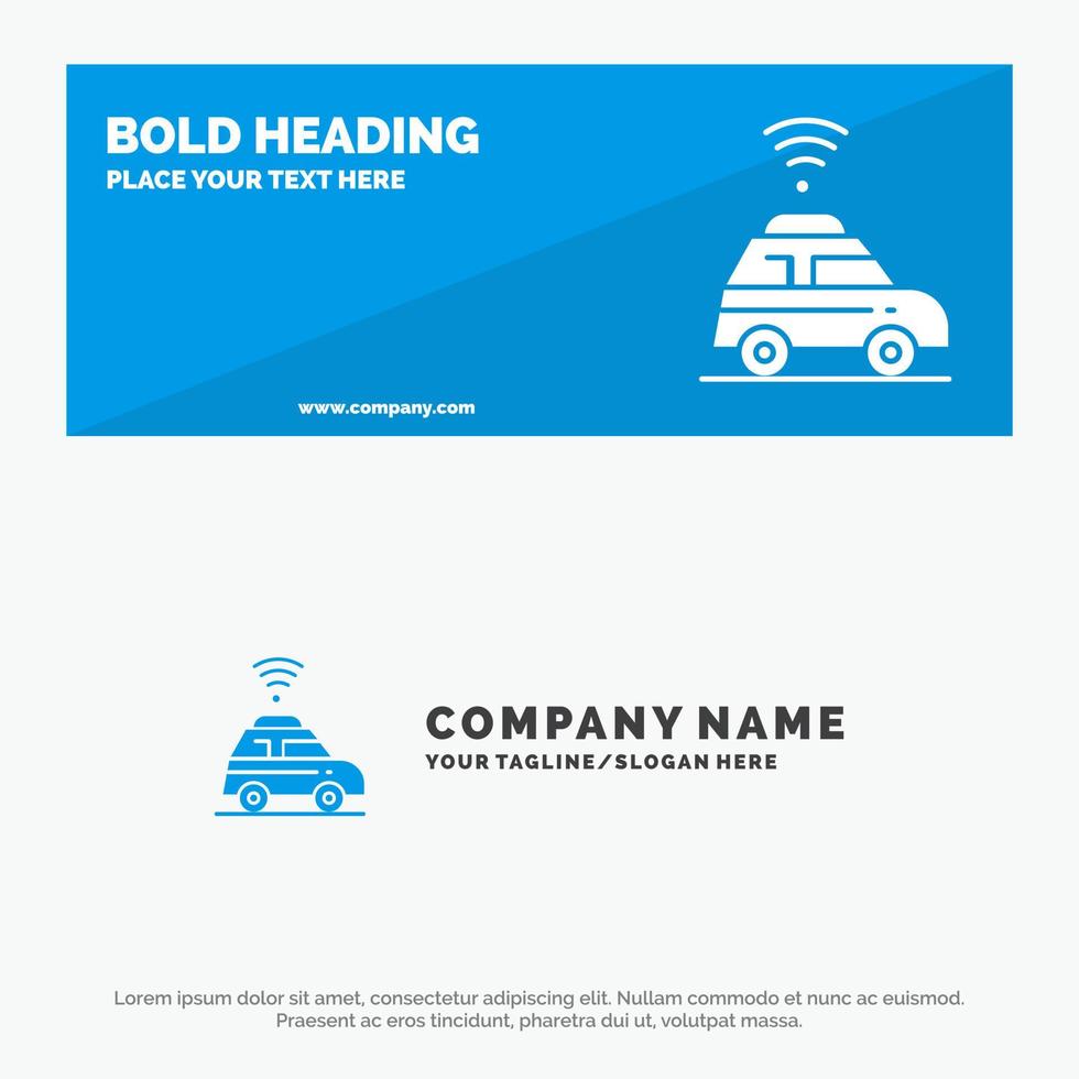 Car Location Map SOlid Icon Website Banner and Business Logo Template vector