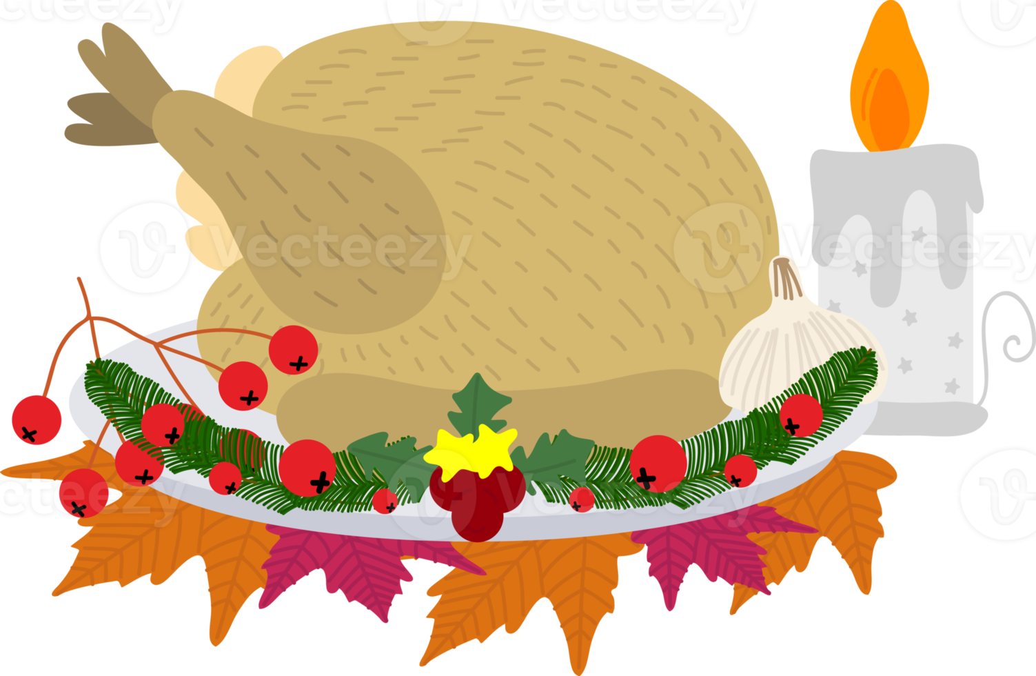 Thanksgiving Turkey Pumpkin Maple Leaf png