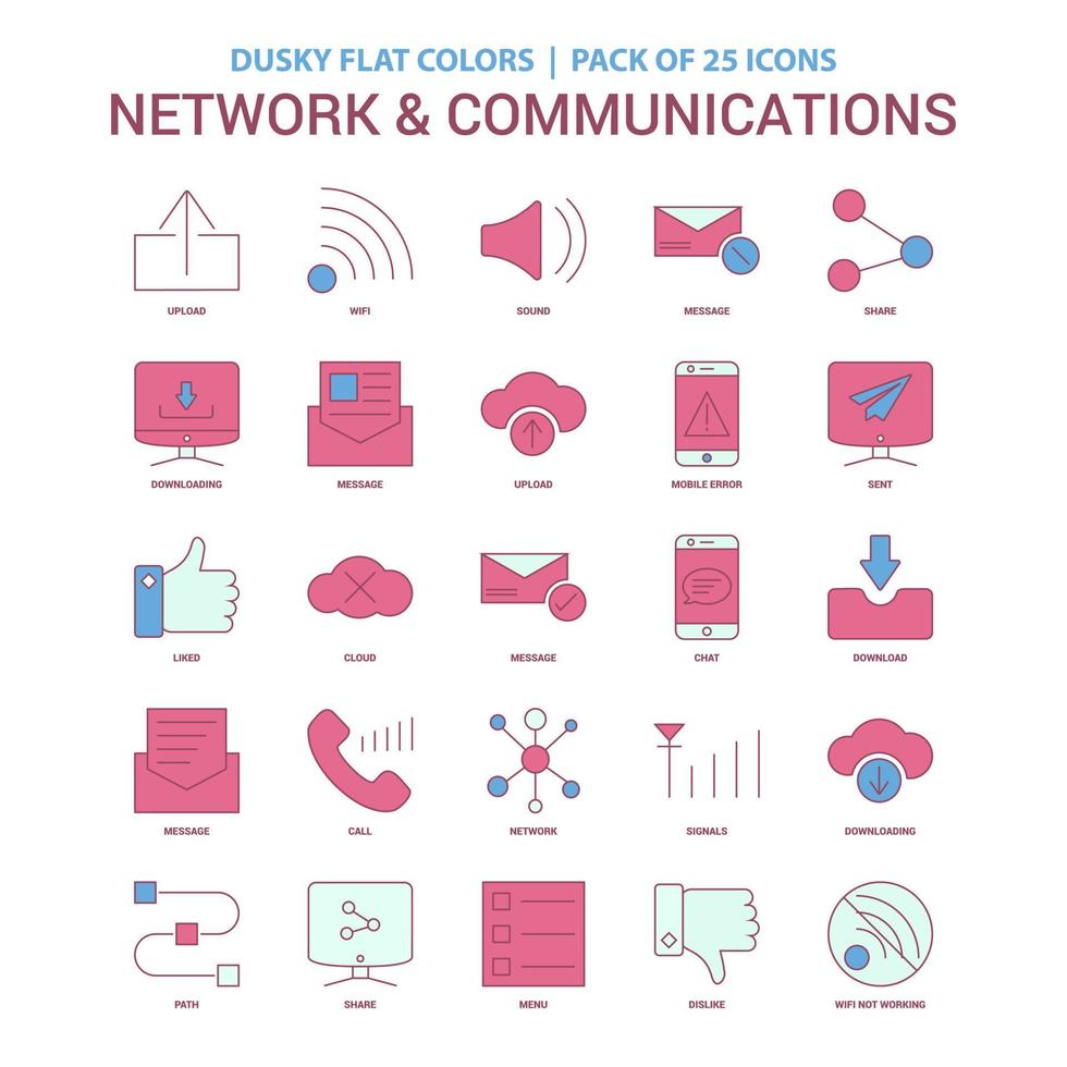 Network and Communication icon Dusky Flat color Vintage 25 Icon Pack vector