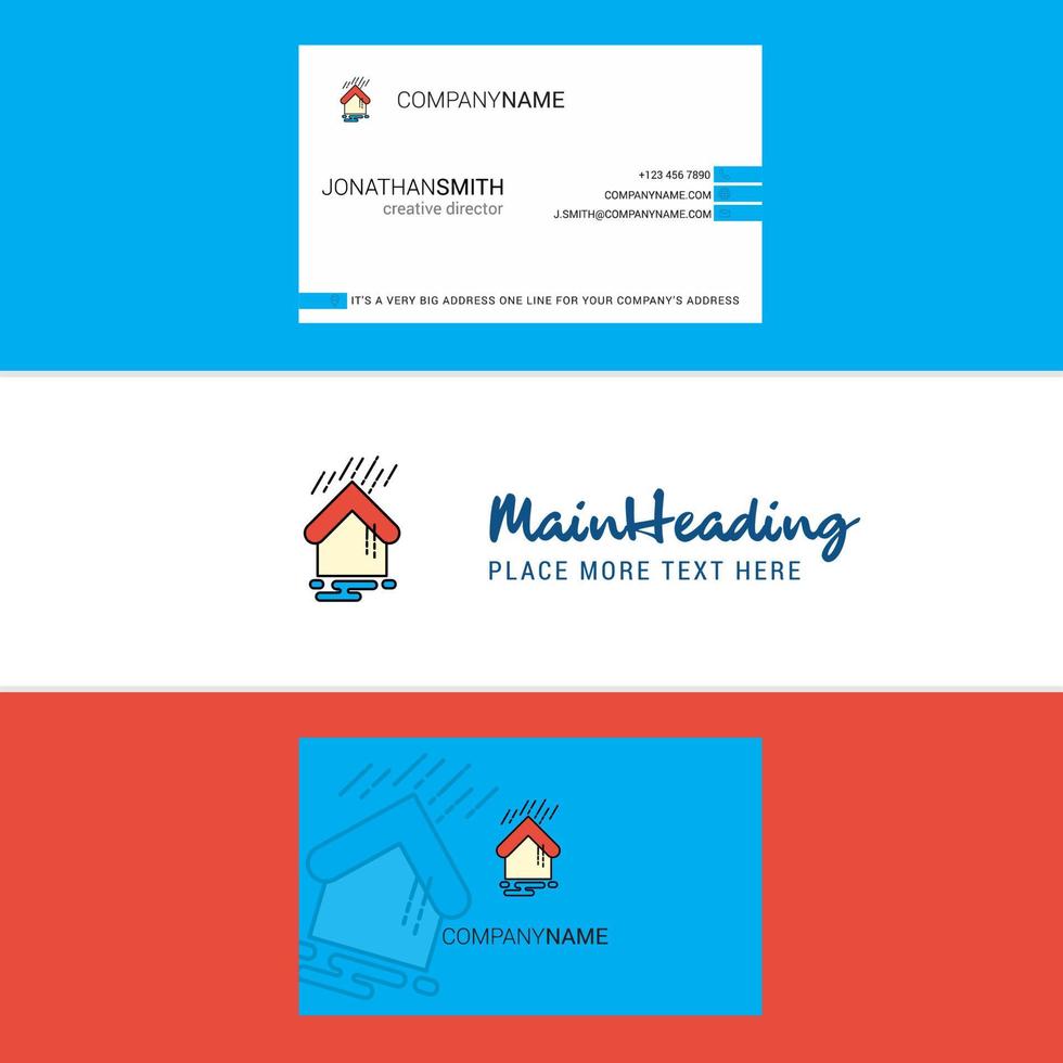 Beautiful Raining Logo and business card vertical Design Vector
