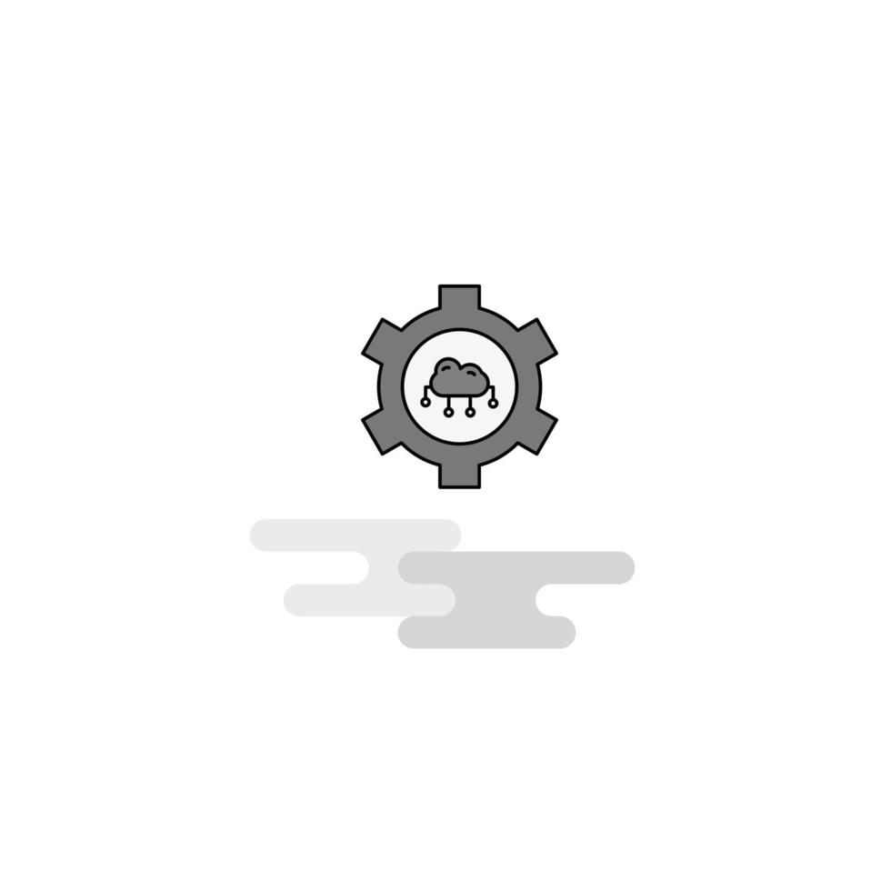 Cloud setting Web Icon Flat Line Filled Gray Icon Vector