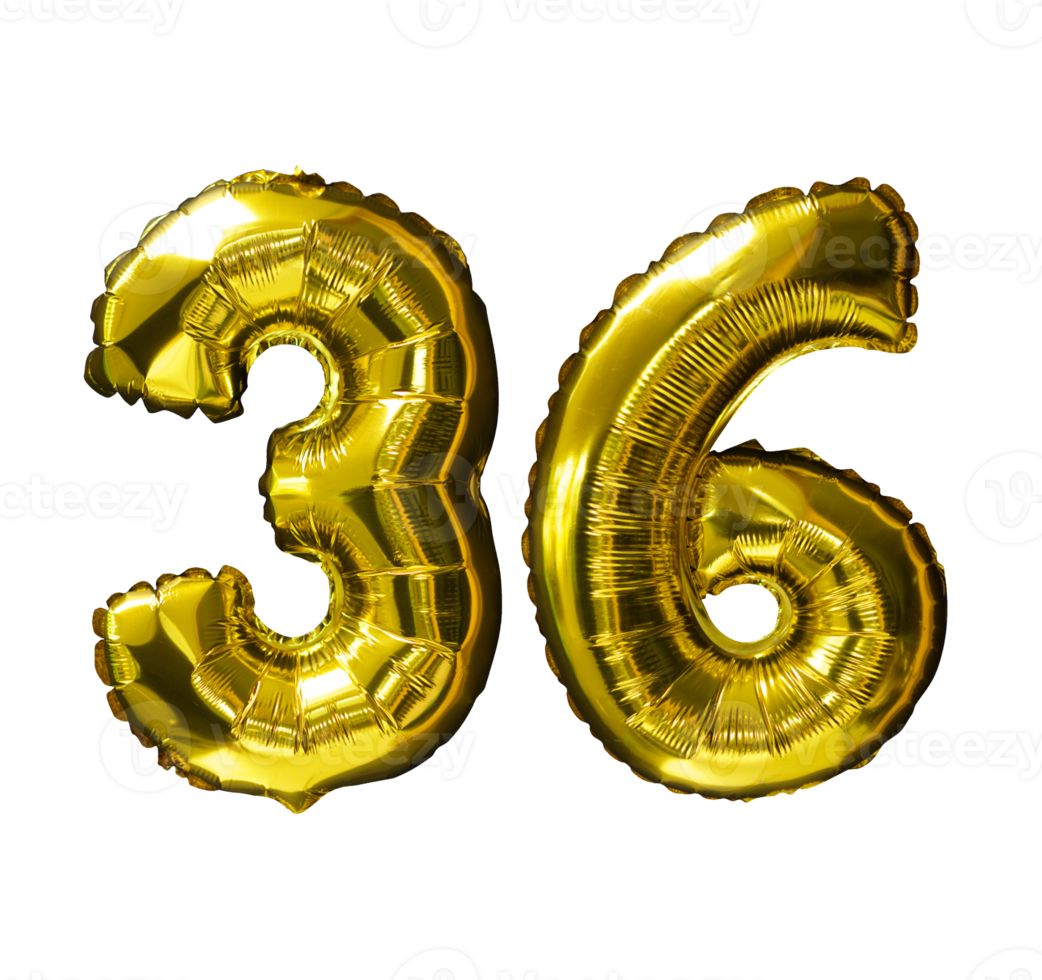 36 Golden number helium balloons png