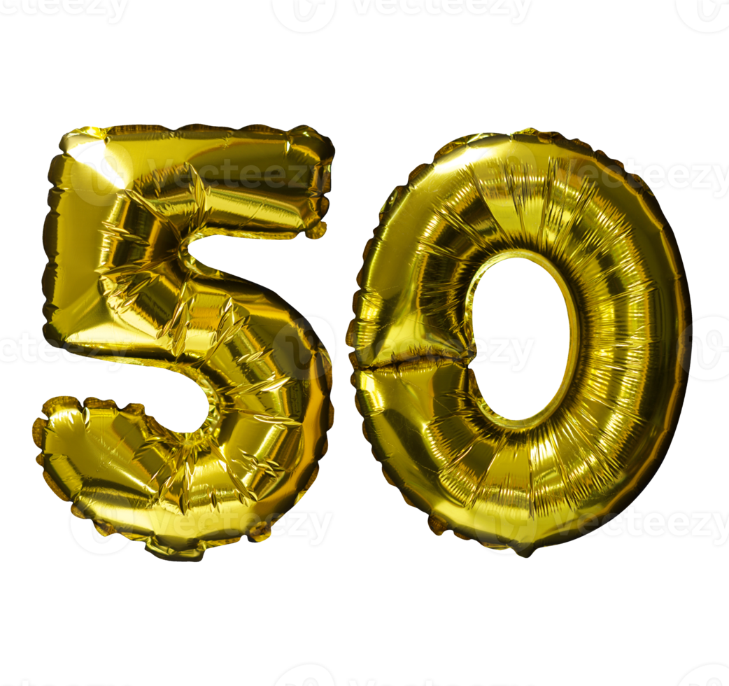 50 Golden number helium balloons png