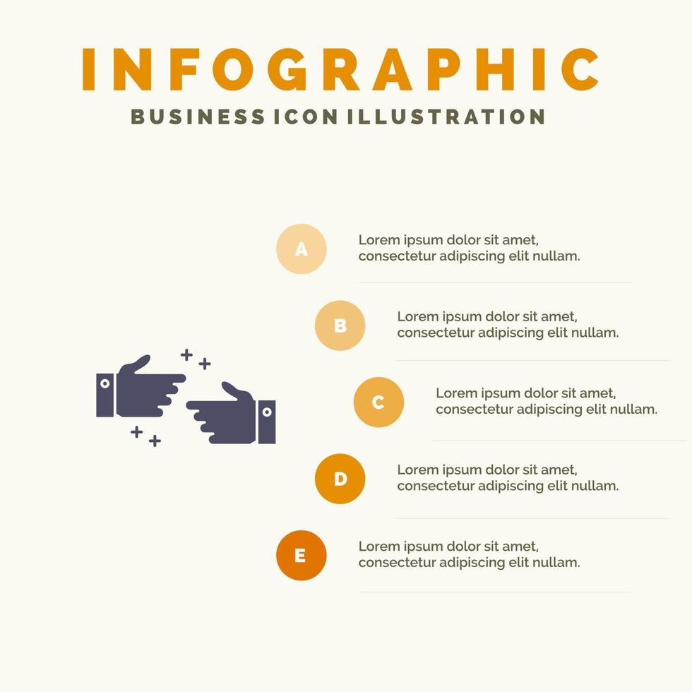 Handshake Done Ok Business Solid Icon Infographics 5 Steps Presentation Background vector