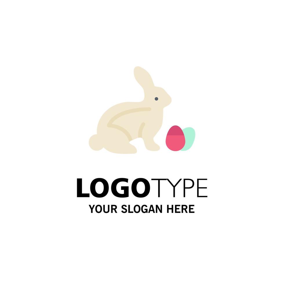 Rabbit Easter Baby Nature Business Logo Template Flat Color vector