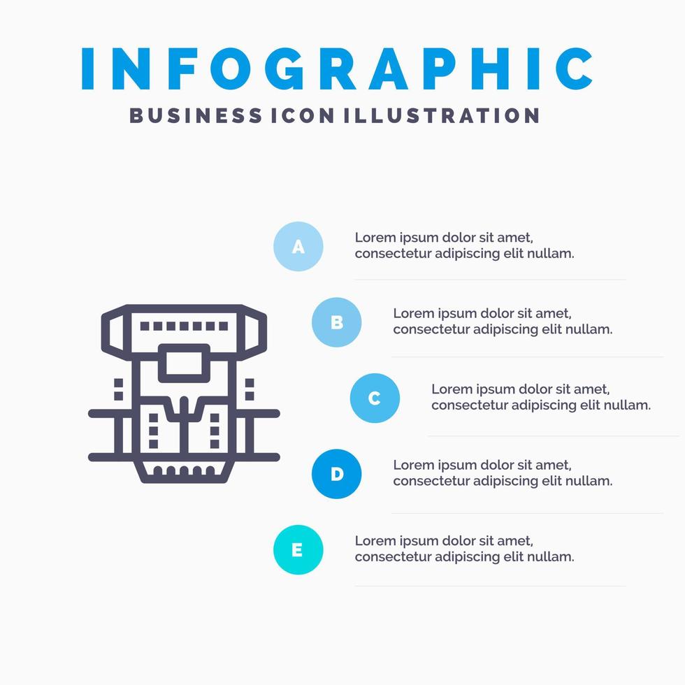 Box Chamber Cryogenic Cryonics Cryotherapy Line icon with 5 steps presentation infographics Background vector