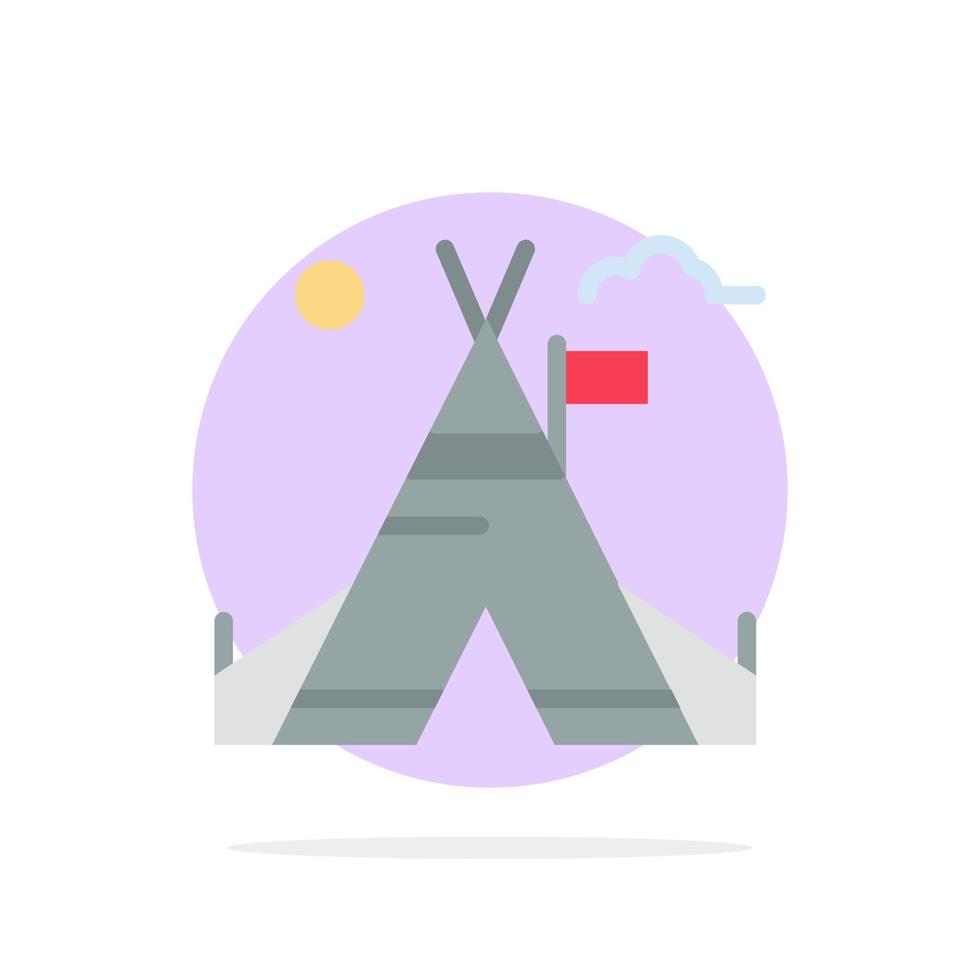 icono de color plano de fondo de círculo abstracto americano de campamento de tienda libre de tienda vector