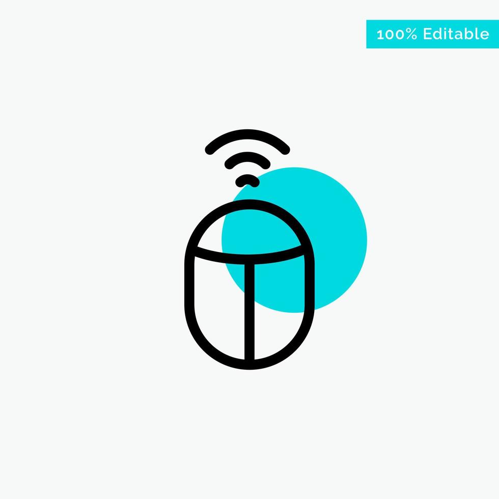 mouse wifi computadora turquesa resaltar círculo punto vector icono
