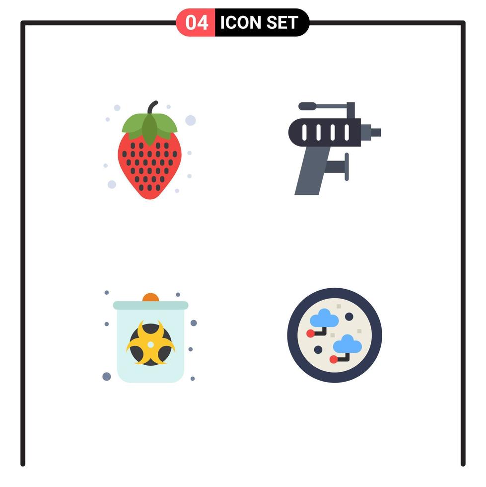 4 Creative Icons Modern Signs and Symbols of diet food pollution drill drilling connected Editable Vector Design Elements