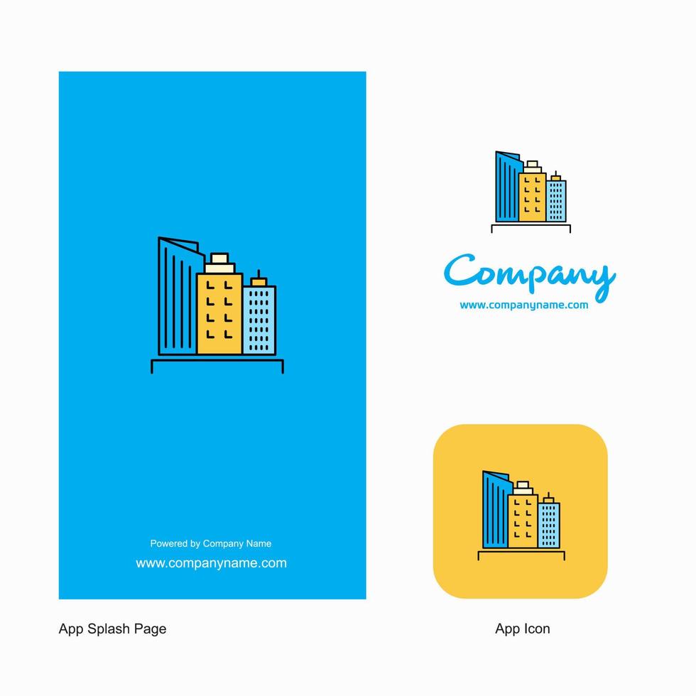 icono de la aplicación del logotipo de la empresa de edificios y diseño de la página de bienvenida elementos de diseño de la aplicación empresarial creativa vector