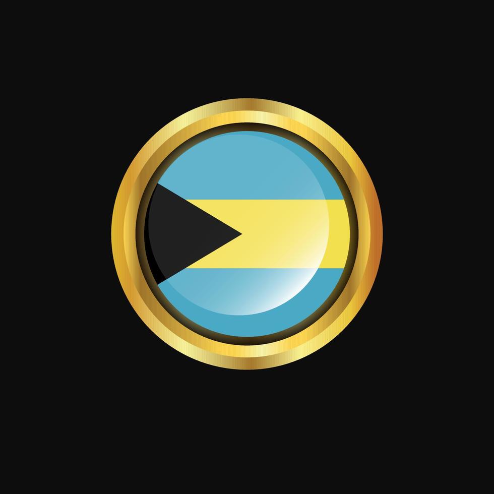 Bahamas flag Golden button vector